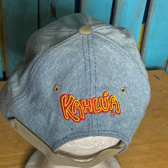 Vintage Kahlua embroidered denim hat adjustable Velcro strap made in Hong Kong - Picture 3 of 9